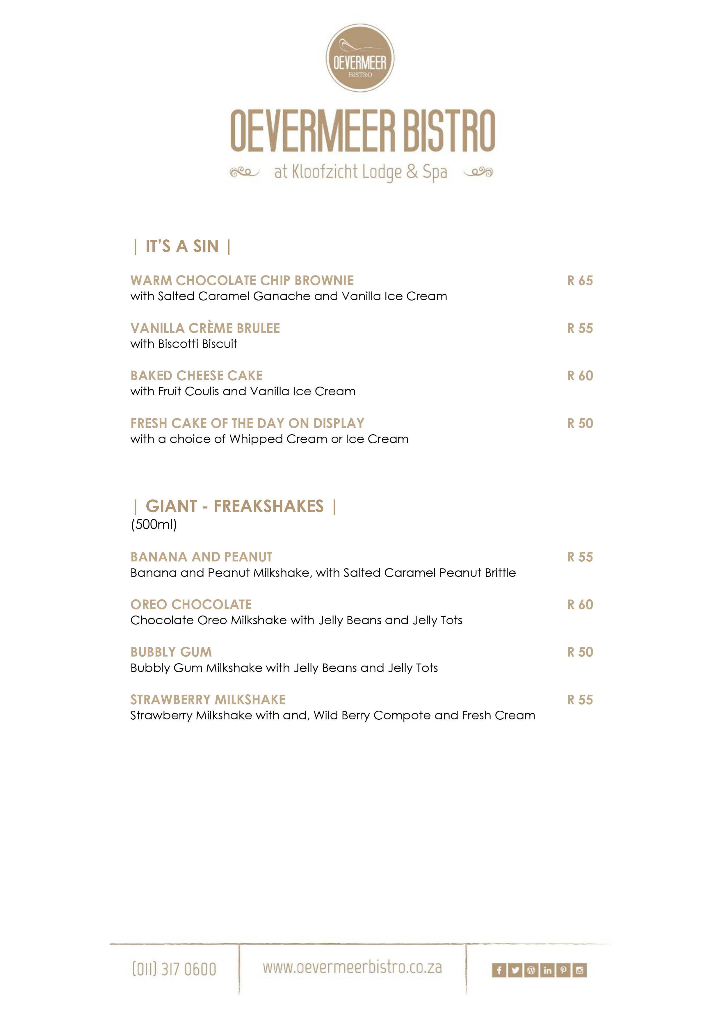 Oevermeer Bistro Restaurant in Krugersdorp EatOut