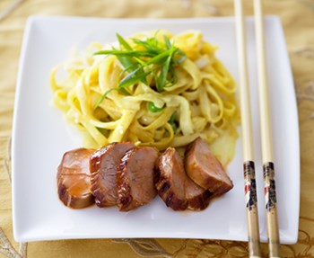 BBQ pork with curry noodles