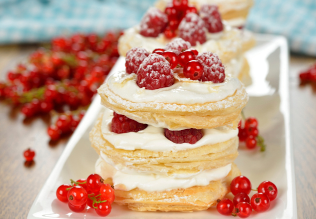 Mille Feuille with raspberries
