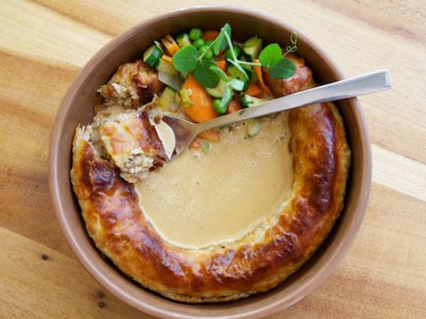 Roast chicken pie with foie-gras veloute at Bistro 13