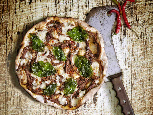 The Basil McBeefy celebrity chef pizza from Col'Cacchio