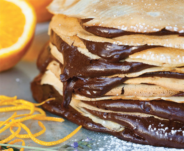 Jackie Cameron’s layered pancakes with orange chocolate mousse
