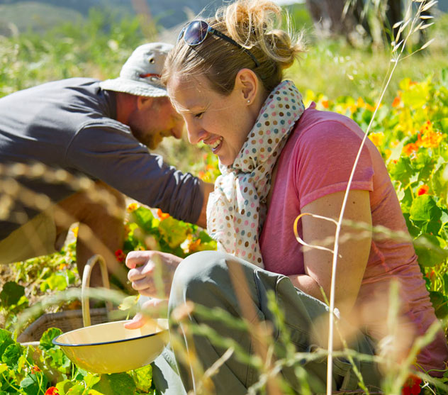 Chef Jocelyn and Charles Standing foraging