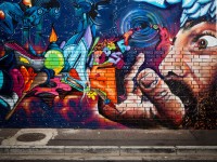 Graffiti behind Three Feathers