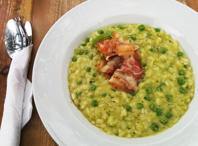 The pea and mint risotto. Photo by Katharine Jacobs.
