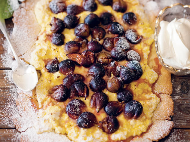 Free-form sweet fig and ricotta tart