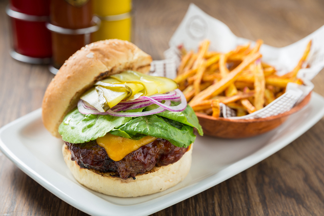 The Works Burger at Hudson's. Photo courtesy of the restaurant.
