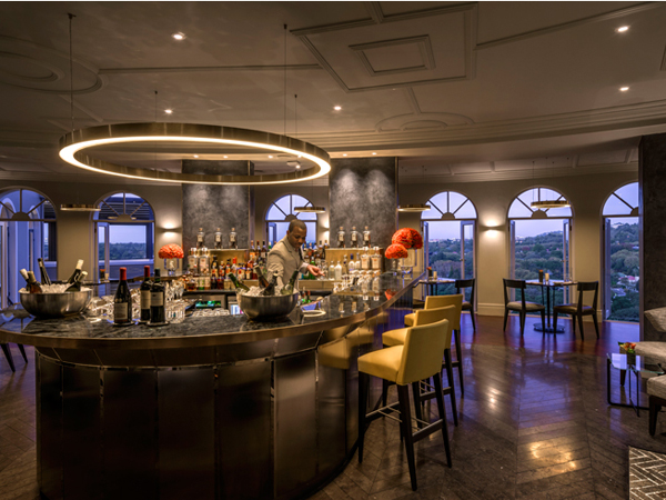 The bar inside at The View Restaurant