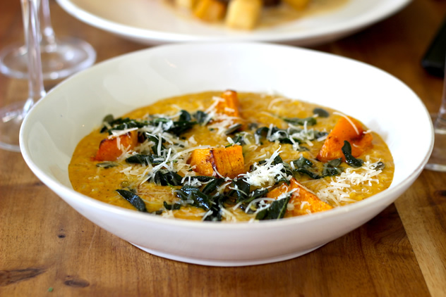 Bistro 13’s roasted pumpkin risotto with gruyère cheese, sage and brown butter . Photo courtesy of the restaurant.