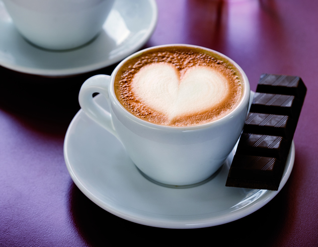 A coffee and chocolate by Fairtrade coffee.