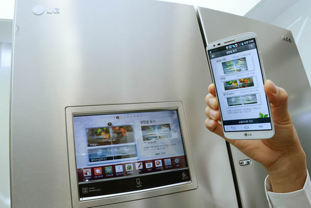 LG Smart Refrigerator with Smartphone.