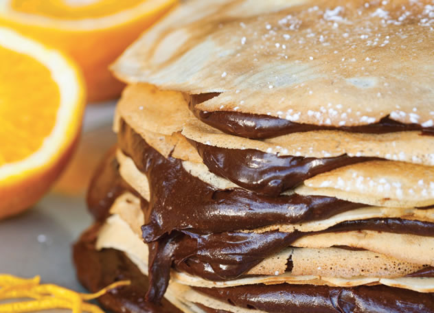 Jackie Cameron’s crêpes filled with orange-infused chocolate mousse.