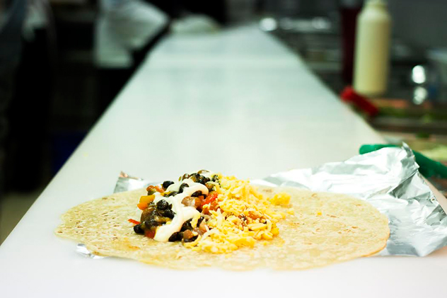 A Four15 burrito waiting to be wrapped up and served. Photo courtesy of the restaurant.