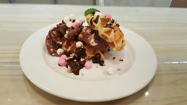 The On the Rocks waffle served with Rocky Road ice cream at Vovo Telo. Photo courtesy of the restaurant.