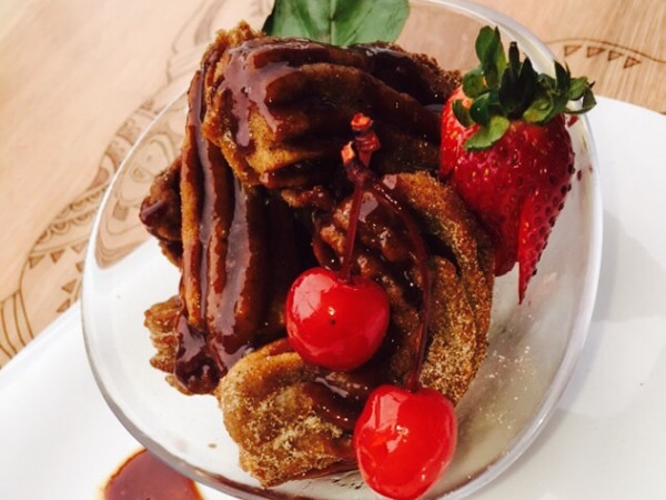 Churros with chocolate sauce and strawberries at El Toro. Photo supplied.