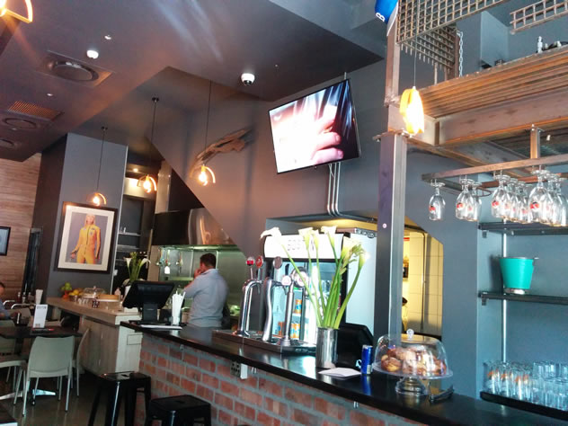 A view of the bar at the Boston burger eatery in Cape Town. Photo courtesy of Katharine Jacobs.