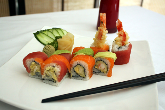 Sushi on a plate at Yamato Japanese Restaurant. Photo courtesy of the restaurant.