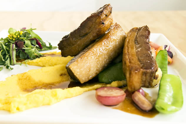 Smoked pork belly and corn puree at The National Eatery. Photo courtesy of the restaurant.