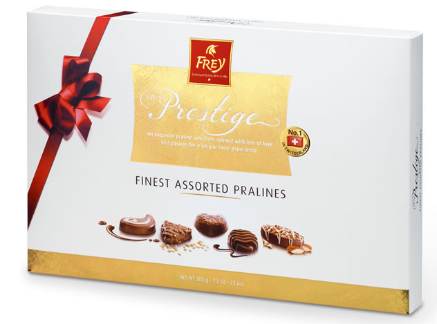 Finest assorted Pralines from Chocolat Frey.