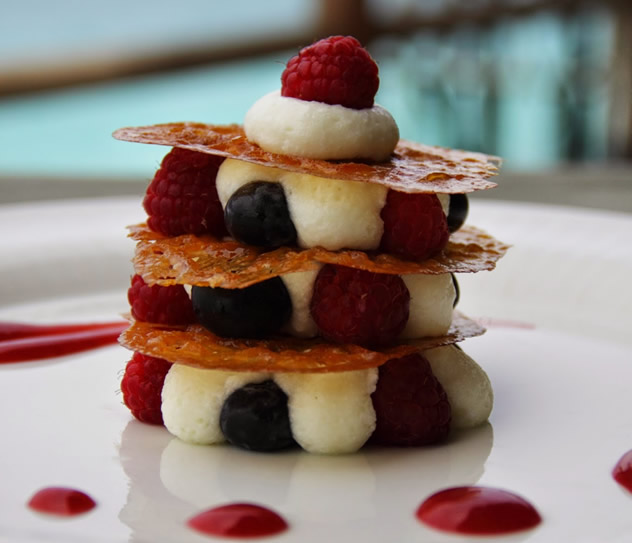 Mille-feuille with white chocolate yoghurt mousse