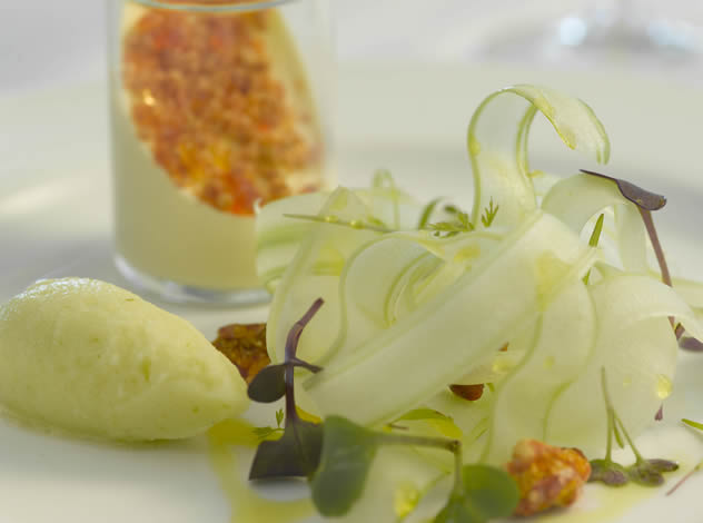 A fish and vegetable dish at The Restaurant at Waterkloof. Photo courtesy of the restaurant.