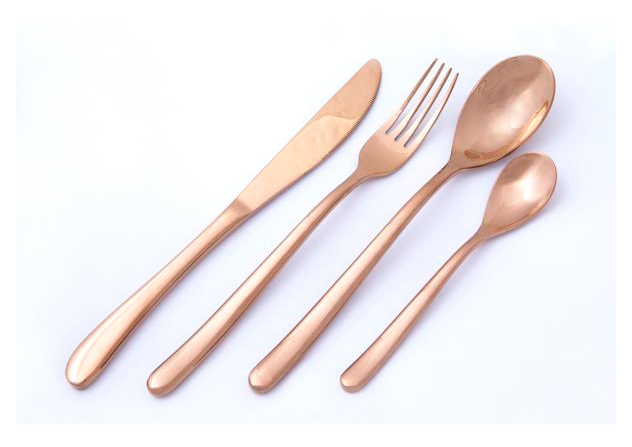 Rose gold cutlery set.