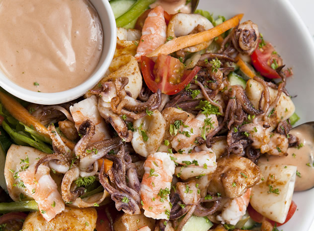 A seafood dish and dip at Catch 22 Beachside Grille & Bar. Photo courtesy of the restaurant.
