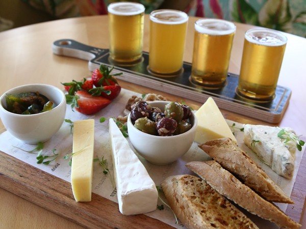 The beer and cheese flight at Fourteen on Chartwell. Photo supplied.