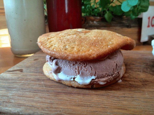 The marshmallow cookie with chocolate chilli ice cream. Photo by Lindsay September.