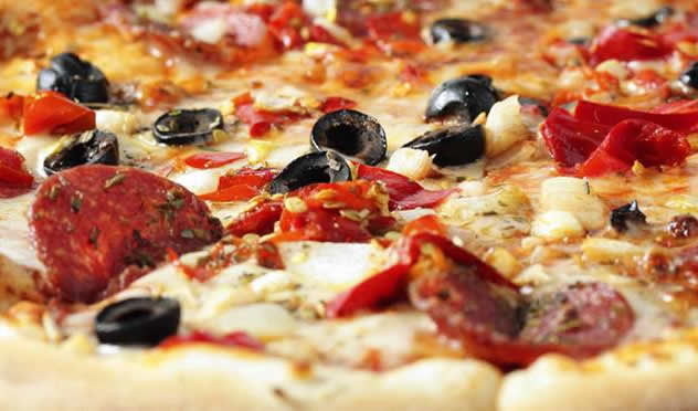 A close-up view of a pizza at La Piazza. Photo courtesy of the restaurant.