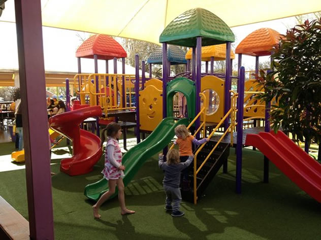 Children enjoying the play area at  Toni's Fully Furnished Pizza Co. Photo courtesy of the restaurant.