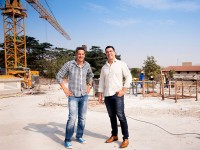 David Higgs and Gary a little earlier on in the construction process. Photo supplied.