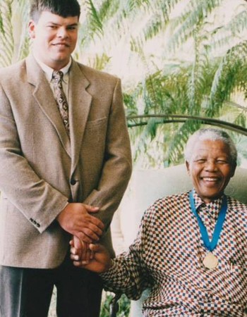 Chef Brett Ladds with the late Nelson Mandela. Photo supplied.
