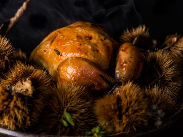 The chestnut and fynbos roasted petit poussin. Photo supplied.