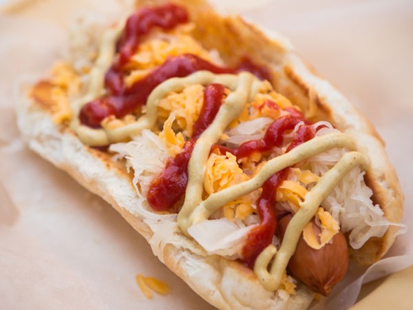 A gourmet hot dog with all the works at The House of Machines. Photo supplied.
