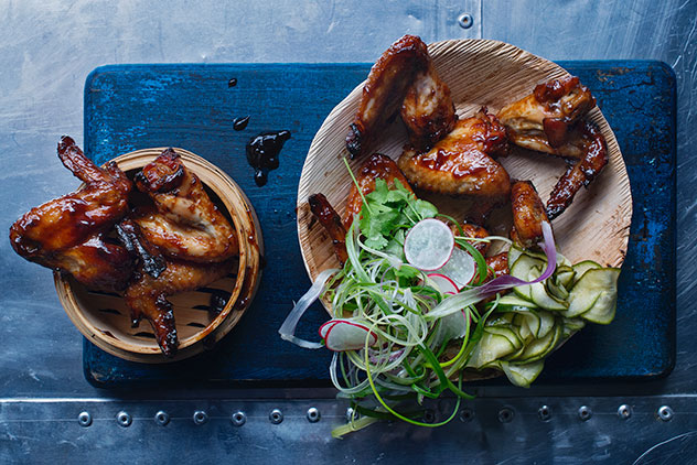 Sticky chicken wings. Photo by Claire Gunn.