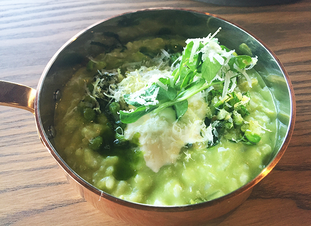 The pea risotto. Photo by Amy Ebedes.