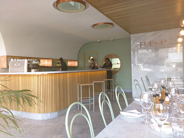 Fuego's serene, handsome interior. Photo by Katharine Jacobs.