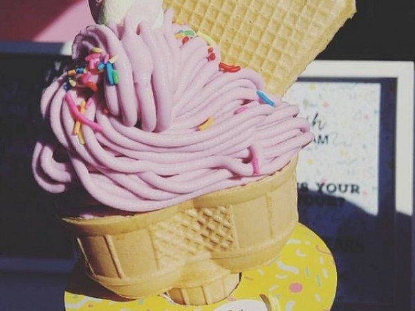 Pretty pink spaghetti ice cream cones from Eish Kream. Photo supplied.