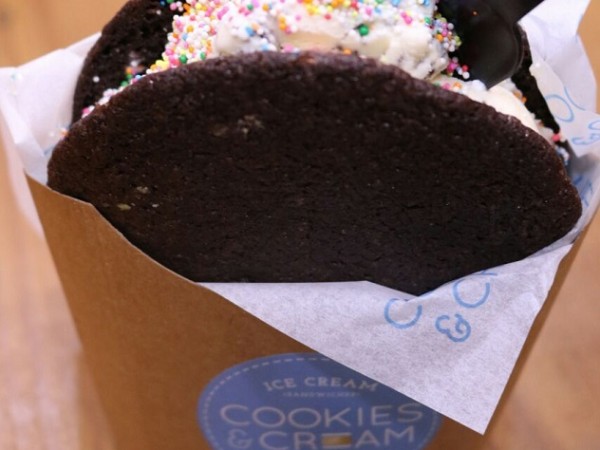 A chocolate cookie ice cream sandwich from the new Cookies & Cream in Cape Town. Photo supplied.