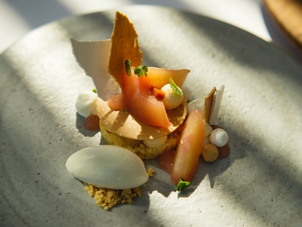 The stone fruit dessert with Valrhona dulcey. Photo by Claire Gunn Photography