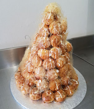 The showstopper croquembouche tower. Photo courtesy of the restaurant. 