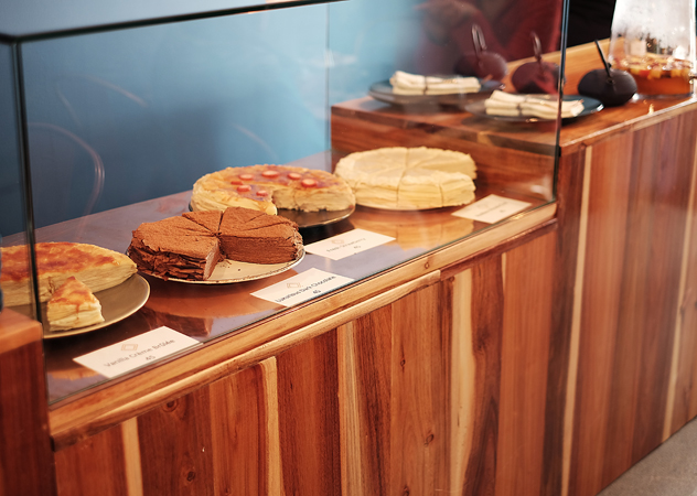 The counter of crêpe cakes at Localli. Photo supplied.