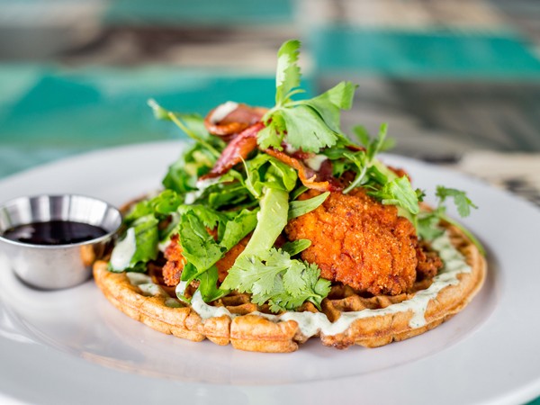 The golden chicken waffle at S43. Photo supplied.