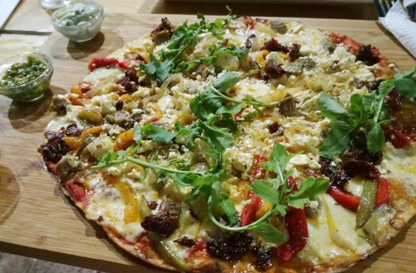 One of the pizzas at Thyme Fusion Gin Bar