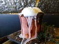 The decadent molten chocolate pudding at Life Grand Cafe