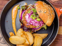 A burger and wedges at Craft