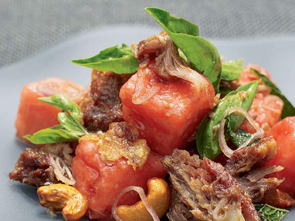 Duck and watermelon salad