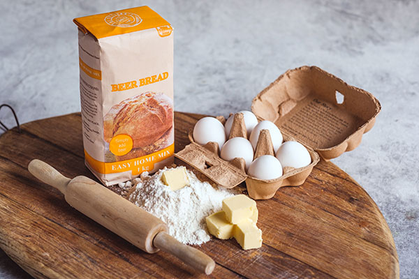 paper packaging for beer bread and eggs