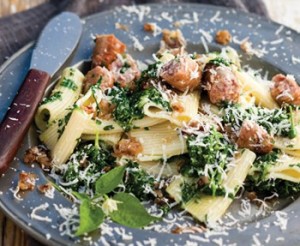 Duck and spinach pasta